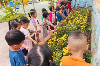 Hoạt động ngoài trời của các con lớp 3 tuổi A